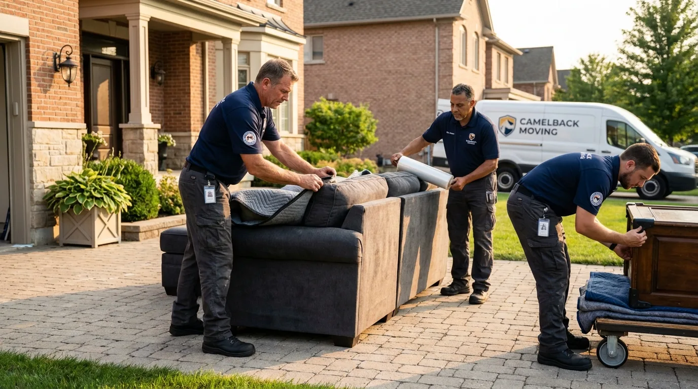 Large estate moving crew wrapping furniture in Winton, NC